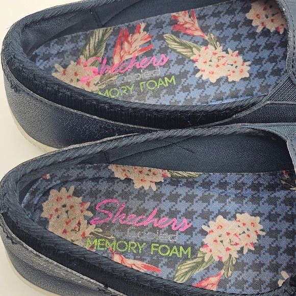 Skechers Slip On Comfort Shoes Women's 9 Memory Foam Perforated Navy Blue - Picture 8 of 9